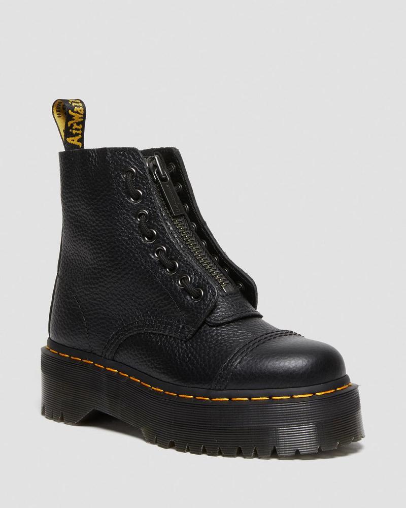 Black Women\'s Dr Martens Sinclair Milled Nappa Leather Platform Boots | CA 259FDN